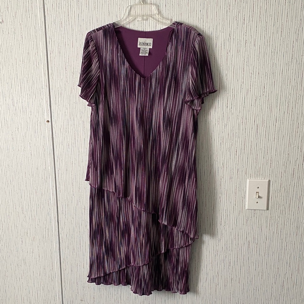 Just In Thyme LTD Asymmetrical Size 16 Dress in Purple and Black Spring Easter
